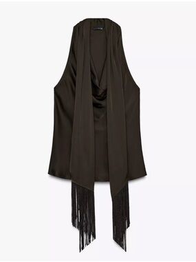 ZARA Fringe Satin Effect Top